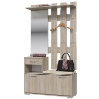 Лира ГК Прихожая 1 2-0714+2-3814 Тумба под обувь + Вешалка с зеркалом, цвет дуб сонома, ШхГхВ 100х33х185 см., универсальная сборка