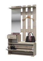 Лира ГК Прихожая 1 2-0714+2-3814 Тумба под обувь + Вешалка с зеркалом, цвет дуб сонома, ШхГхВ 100х33х185 см., универсальная сборка