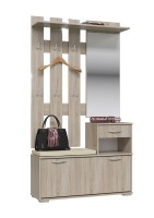 Лира ГК Прихожая 1 2-0714+2-3814 Тумба под обувь + Вешалка с зеркалом, цвет дуб сонома, ШхГхВ 100х33х185 см., универсальная сборка