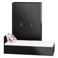 Спальня Стандарт 1-0800, цвет венге, ШхГхВ 83,5х203,5х70 + 135х52х200 см., сп.м. 800х2000 мм., без матраса, основание есть