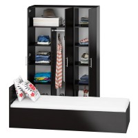 Спальня Стандарт 1-0800, цвет венге, ШхГхВ 83,5х203,5х70 + 135х52х200 см., сп.м. 800х2000 мм., без матраса, основание есть