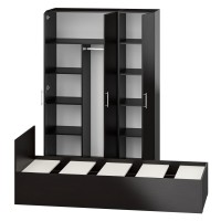 Спальня Стандарт 1-0800, цвет венге, ШхГхВ 83,5х203,5х70 + 135х52х200 см., сп.м. 800х2000 мм., без матраса, основание есть