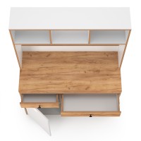 Вуди Стол письменный 12.42 + Надстройка на стол 13.161, цвет белый премиум/дуб крафт золотой, ШхГхВ 110х52,7х158,7 см., универсальная сборка