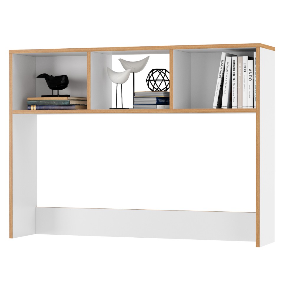 Вуди Стол письменный 12.42 + Надстройка на стол 13.161, цвет белый премиум/дуб крафт золотой, ШхГхВ 110х52,7х158,7 см., универсальная сборка