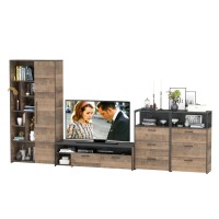 Трувор Гостиная 104, цвет дуб гранж песочный/интра, ШхГхВ 374,8х45,4х195 см., универсальная сборка