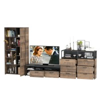 Трувор Гостиная 104, цвет дуб гранж песочный/интра, ШхГхВ 374,8х45,4х195 см., универсальная сборка