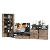 Трувор Гостиная 104, цвет дуб гранж песочный/интра, ШхГхВ 374,8х45,4х195 см., универсальная сборка