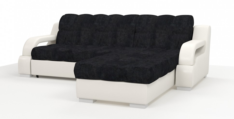 Диван угловой Маэстро Люкс экокожа белый + велюр черный