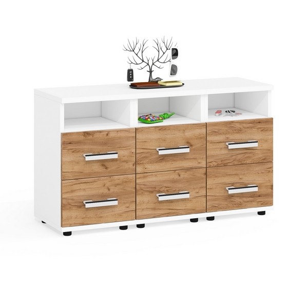 Три тумбы прикроватных Белла, цвет корпус белый шагрень/фасады крафт золотой, ШхГхВ 112х34х59 см. (Тумба прикроватная)