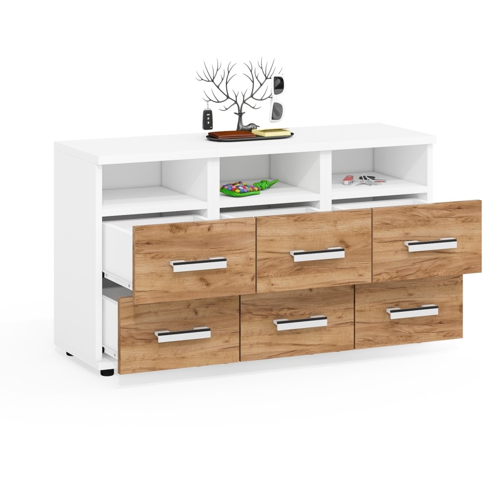 Три тумбы прикроватных Белла, цвет корпус белый шагрень/фасады крафт золотой, ШхГхВ 112х34х59 см. (Тумба прикроватная)