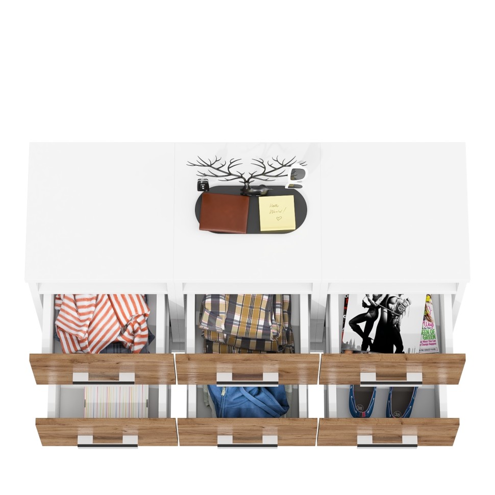 Три тумбы прикроватных Белла, цвет корпус белый шагрень/фасады крафт золотой, ШхГхВ 112х34х59 см. (Тумба прикроватная)