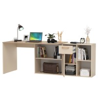 Лайт Стол письменный 03.245F, цвет сатин/дуб эндгрейн элегантный, ШхГхВ 136х139,2х75,2 см.(угловой) или 203,5х68х75,2 см.(прямой), универс. сборка