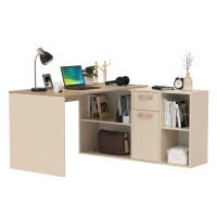 Лайт Стол письменный 03.245F, цвет сатин/дуб эндгрейн элегантный, ШхГхВ 136х139,2х75,2 см.(угловой) или 203,5х68х75,2 см.(прямой), универс. сборка