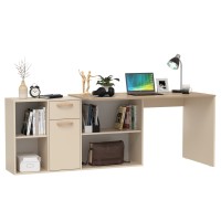 Лайт Стол письменный 03.245F, цвет сатин/дуб эндгрейн элегантный, ШхГхВ 136х139,2х75,2 см.(угловой) или 203,5х68х75,2 см.(прямой), универс. сборка