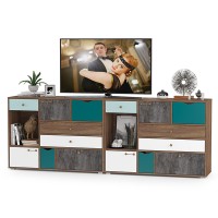 Вайс Комод 10.104 + Комод 10.104, цвет морское дерево винтаж/камень тёмный/бензин/мята/белый премиум, ШхГхВ 242,4х39,9х88,8 см., НЕ универс. сборка