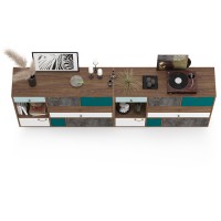 Вайс Комод 10.104 + Комод 10.104, цвет морское дерево винтаж/камень тёмный/бензин/мята/белый премиум, ШхГхВ 242,4х39,9х88,8 см., НЕ универс. сборка