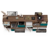 Вайс Комод 10.104 + Комод 10.104, цвет морское дерево винтаж/камень тёмный/бензин/мята/белый премиум, ШхГхВ 242,4х39,9х88,8 см., НЕ универс. сборка