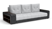 Диван прямой Милан еврокнижка серая рогожка+черная экокожа