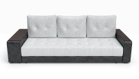 Диван прямой Милан еврокнижка серая рогожка+черная экокожа
