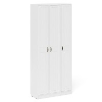 Прихожая П-6 Пенал 3 штуки, цвет белая шагрень/фасады МДФ белое дерево фрезеровка прованс, ШхГхВ 90х35х210 см., универсальная сборка