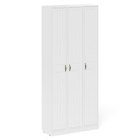 Прихожая П-6 Пенал 3 штуки, цвет белая шагрень/фасады МДФ белое дерево фрезеровка прованс, ШхГхВ 90х35х210 см., универсальная сборка