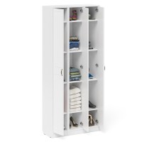 Прихожая П-6 Пенал 3 штуки, цвет белая шагрень/фасады МДФ белое дерево фрезеровка прованс, ШхГхВ 90х35х210 см., универсальная сборка