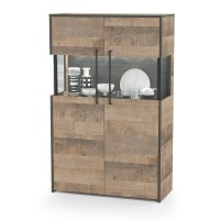 Трувор 13.306 Комод с витриной, цвет дуб гранж песочный/интра, ШхГхВ 85,8х37х135,3 см., есть светодиодная подсветка