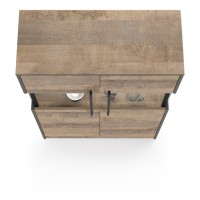 Трувор 13.306 Комод с витриной, цвет дуб гранж песочный/интра, ШхГхВ 85,8х37х135,3 см., есть светодиодная подсветка