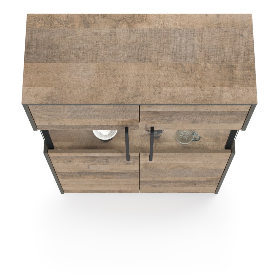 Трувор 13.306 Комод с витриной, цвет дуб гранж песочный/интра, ШхГхВ 85,8х37х135,3 см., есть светодиодная подсветка