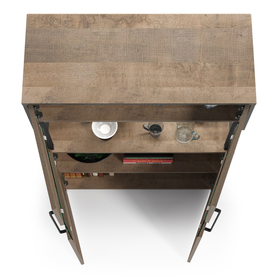 Трувор 13.306 Комод с витриной, цвет дуб гранж песочный/интра, ШхГхВ 85,8х37х135,3 см., есть светодиодная подсветка