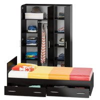 Спальня Стандарт 1-0900Я, цвет венге, ШхГхВ 93,5х203,5х70 + 135х52х200 см., сп.м. 900х2000 мм., без матраса, основание есть