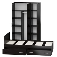 Спальня Стандарт 1-0900Я, цвет венге, ШхГхВ 93,5х203,5х70 + 135х52х200 см., сп.м. 900х2000 мм., без матраса, основание есть