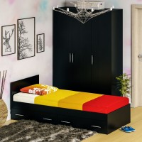 Спальня Стандарт 1-0900Я, цвет венге, ШхГхВ 93,5х203,5х70 + 135х52х200 см., сп.м. 900х2000 мм., без матраса, основание есть