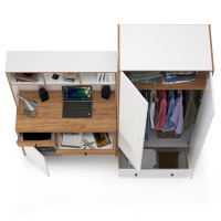 Вуди Компоновка № 20, цвет белый премиум/дуб крафт золотой, ШхГхВ 196х52,7х205 см., универсальная сборка