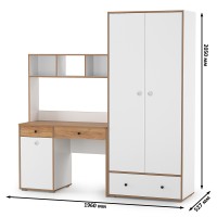 Вуди Компоновка № 20, цвет белый премиум/дуб крафт золотой, ШхГхВ 196х52,7х205 см., универсальная сборка