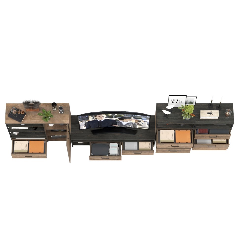 Трувор Гостиная 106, цвет дуб гранж песочный/интра, ШхГхВ 390,8х45,4х106,9 см., универсальная сборка