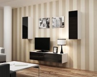 Гостиная Виго 7 МДФ (черная) / Белый Фасадный 0101