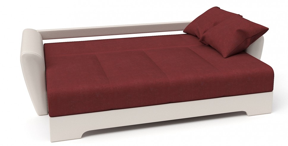 Диван прямой Амстердам еврокнижка красный велюр+бежевая экокожа