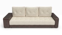 Диван прямой Милан еврокнижка бежевая рогожка+коричневая экокожа