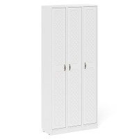 Прихожая П-6 Пенал 3 штуки, цвет белая шагрень/фасады МДФ белое дерево фрезеровка ромб, ШхГхВ 90х35х210 см., универсальная сборка