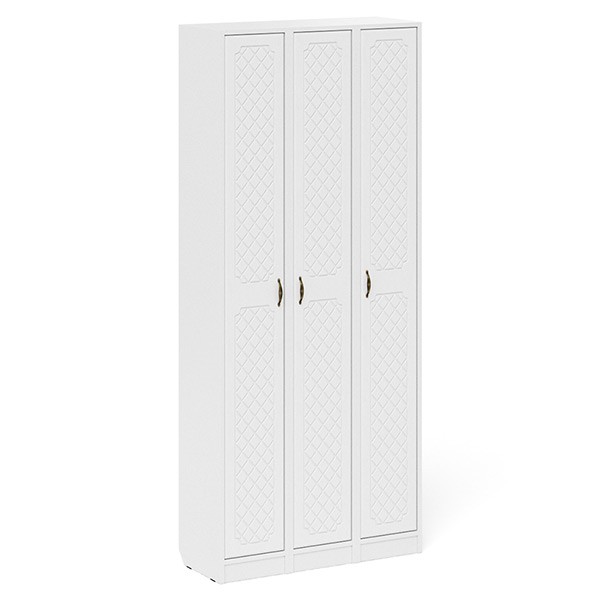 Прихожая П-6 Пенал 3 штуки, цвет белая шагрень/фасады МДФ белое дерево фрезеровка ромб, ШхГхВ 90х35х210 см., универсальная сборка