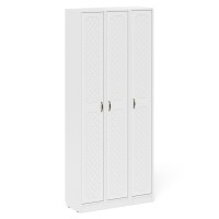 Прихожая П-6 Пенал 3 штуки, цвет белая шагрень/фасады МДФ белое дерево фрезеровка ромб, ШхГхВ 90х35х210 см., универсальная сборка