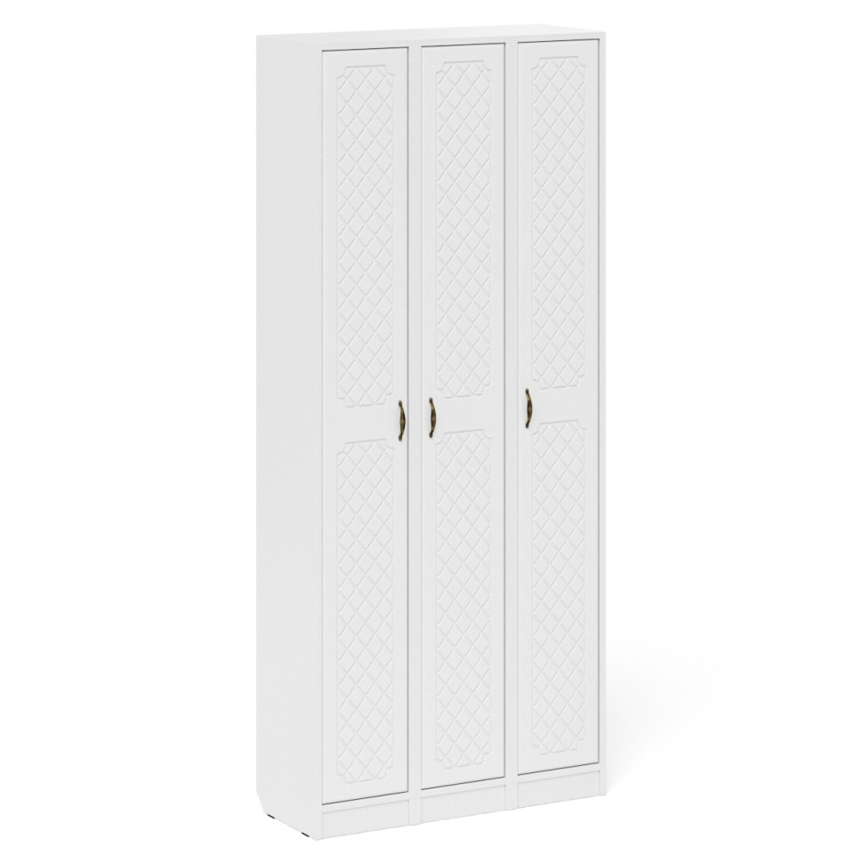 Прихожая П-6 Пенал 3 штуки, цвет белая шагрень/фасады МДФ белое дерево фрезеровка ромб, ШхГхВ 90х35х210 см., универсальная сборка