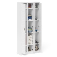 Прихожая П-6 Пенал 3 штуки, цвет белая шагрень/фасады МДФ белое дерево фрезеровка ромб, ШхГхВ 90х35х210 см., универсальная сборка