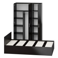 Спальня Стандарт 1-1200, цвет венге, ШхГхВ 123,5х203,5х70 + 135х52х200 см., сп.м. 1200х2000 мм., без матраса, основание есть