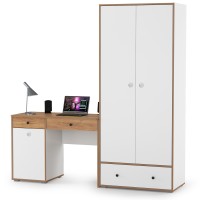 Вуди Компоновка № 21, цвет белый премиум/дуб крафт золотой, ШхГхВ 196х52,7х205 см., универсальная сборка