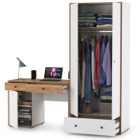 Вуди Компоновка № 21, цвет белый премиум/дуб крафт золотой, ШхГхВ 196х52,7х205 см., универсальная сборка