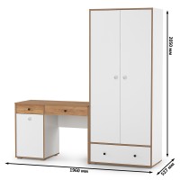 Вуди Компоновка № 21, цвет белый премиум/дуб крафт золотой, ШхГхВ 196х52,7х205 см., универсальная сборка