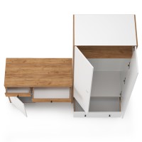 Вуди Компоновка № 21, цвет белый премиум/дуб крафт золотой, ШхГхВ 196х52,7х205 см., универсальная сборка