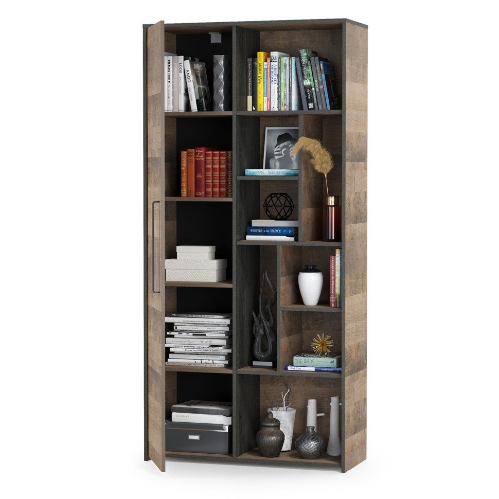 Трувор 13.206 Шкаф-стеллаж, цвет дуб гранж песочный/интра, ШхГхВ 93х37х194,2 см., универсальная сборка